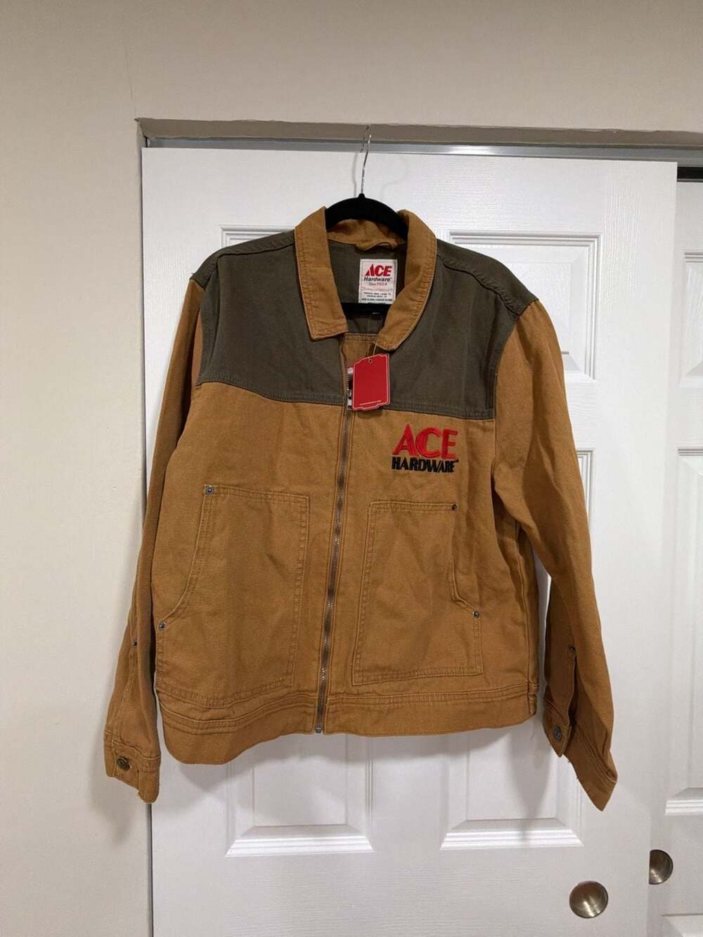 Ace Hardware Long Sleeve Unisex Collared Jacket Olive Mfr# SRJ027A